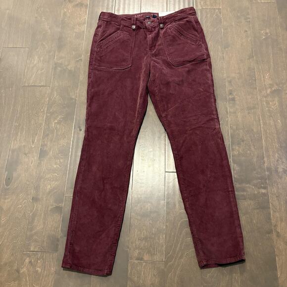 NWT American Eagle Pants Womens 14 Long Tall Burgundy Corduroy Stretch Skinny - Picture 1 of 16